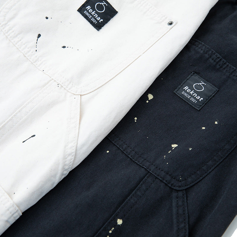Unisex Weite Canvas-Hose mit elastischem Bund, Tunnelzug und Paint‑Splatter‑Details Echoarchiv
