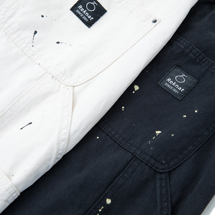 Unisex Weite Canvas-Hose mit elastischem Bund, Tunnelzug und Paint‑Splatter‑Details Echoarchiv