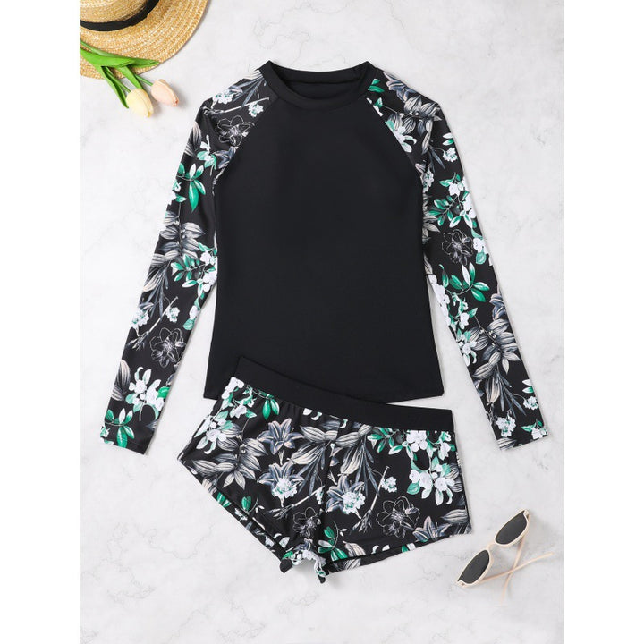 Damen Surfanzug-Set mit langärmeliger Oberteil und floralem Design Echo Archiv