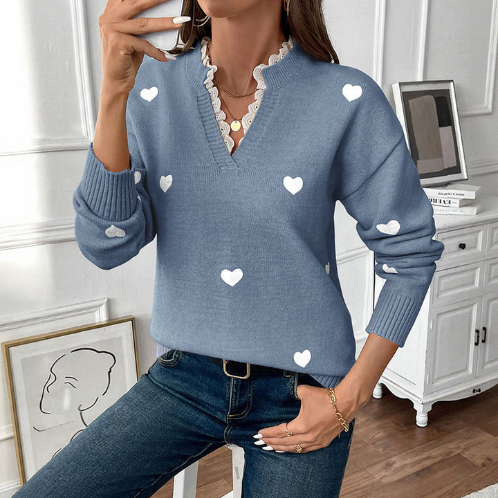 Damen Verspielter Strickpullover mit Herzmuster Echo Archiv