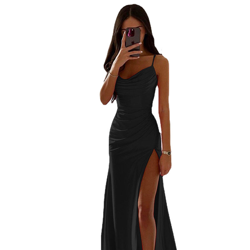 Damen Elegantes Abendkleid mit Raffungen und hohem Split Echoarchiv