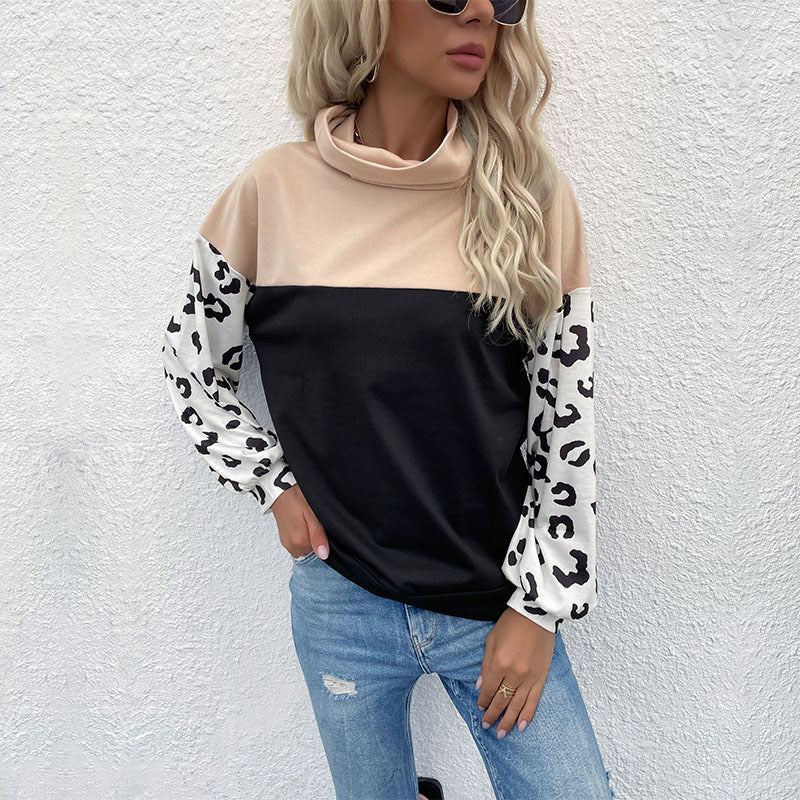Damen Oversize-Pullover mit Schalkragen, Colourblock und Ballonärmeln Echoarchiv