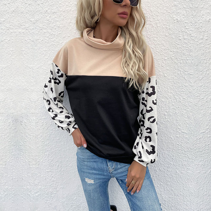 Damen Oversize-Pullover mit Schalkragen, Colourblock und Ballonärmeln Echoarchiv
