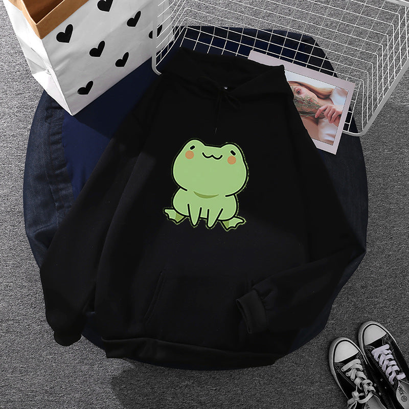 Damen Kapuzenpullover mit Mond‑und‑Wal-Illustration, Oversize-Schnitt und Kängurutasche – Auréline