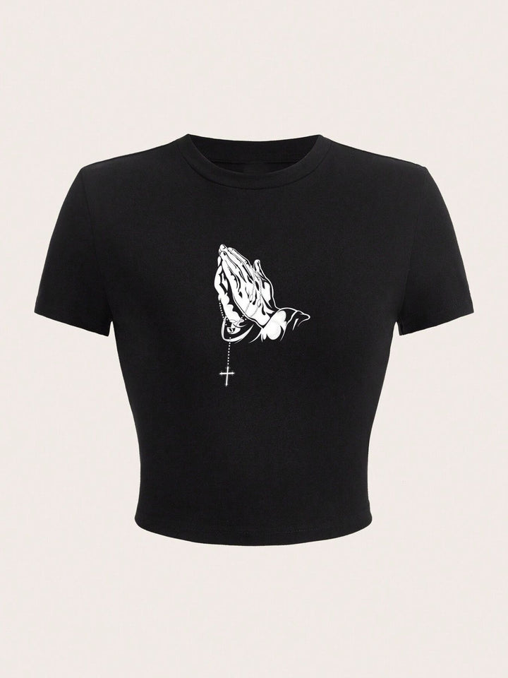 Damen Crop-Top mit auffälligem Schriftzug Echo Archiv