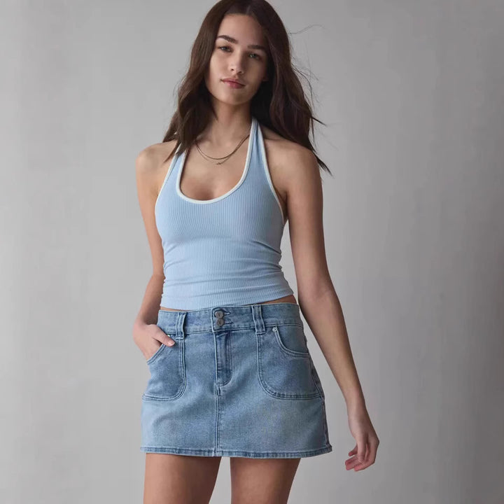 Damen Denim Minirock mit hochwertigen Taschen und modernem Schnitt Echo Archiv