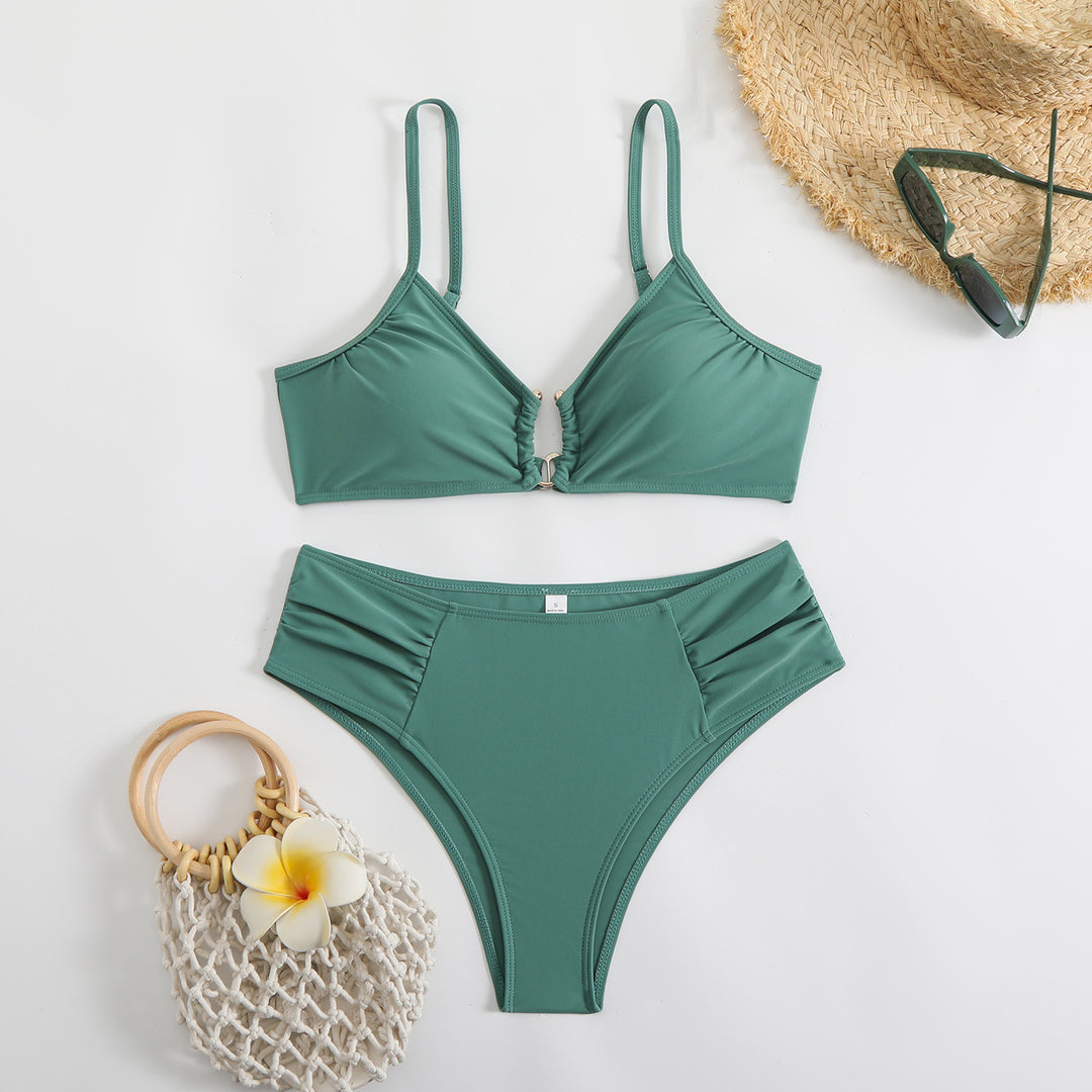 Damen modischer Triangel-Bikini mit seitlichen Raffungen Echo Archiv