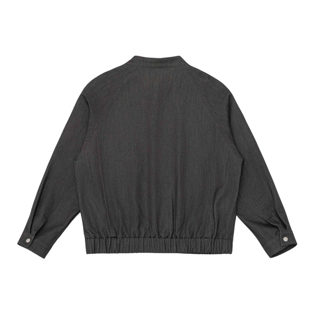 Unisex Kurz geschnittener Denim-Utility-Blouson mit Funnelkragen und Tunnelzugsaum Echoarchiv