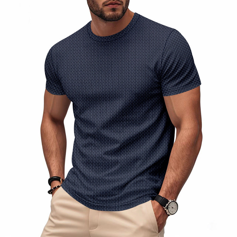 Herren Kurzarm T-Shirt mit strukturiertem Design und atmungsaktiver Baumwolle – Marzano