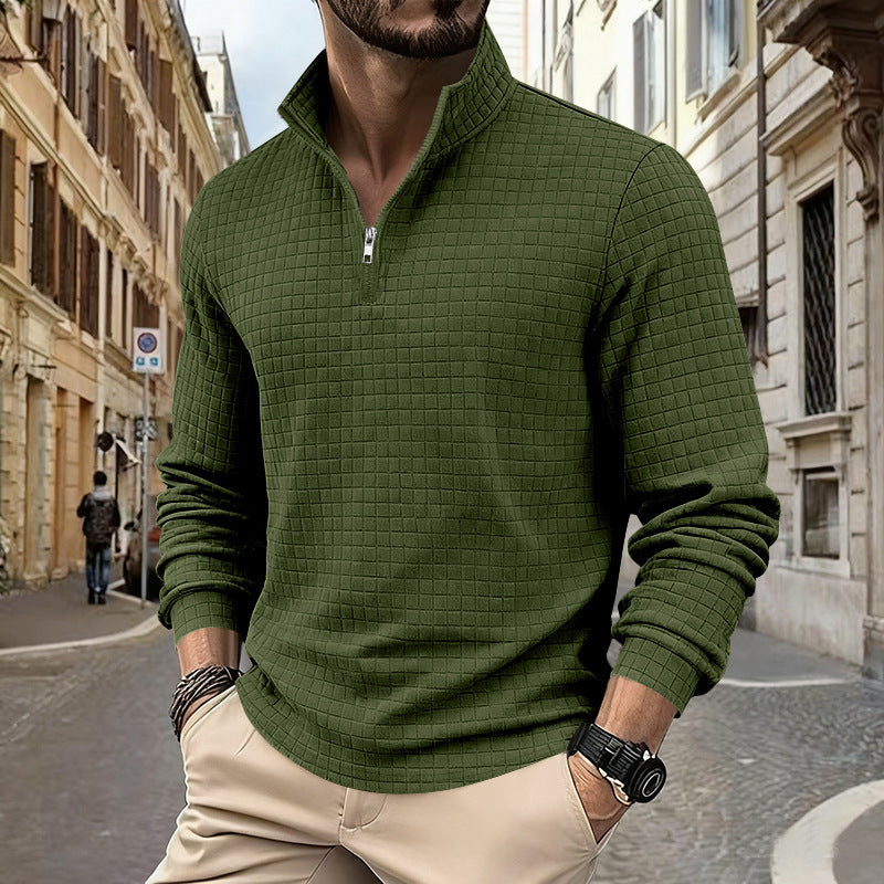 Herren funktionales Langarmshirt mit modernem Stehkragen und Reißverschluss Echoarchiv