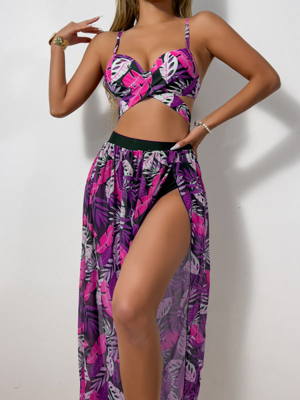 Damen Zweiteiler Bademode mit hohem Beinausschnitt und floralem Design Echo Archiv