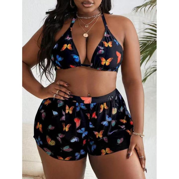 Damen Bikiniset mit modischen Shorts und buntem Schmetterlingsdesign Echo Archiv
