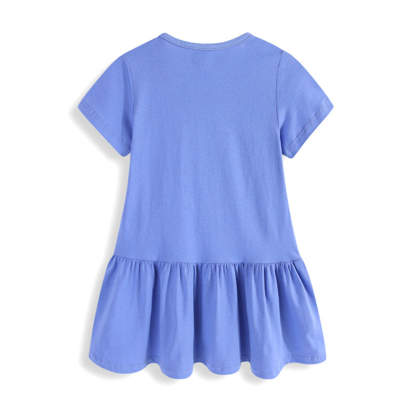Mädchen Baumwoll-Kleid mit handgestickter Einhorn-Applikation Echo Archiv