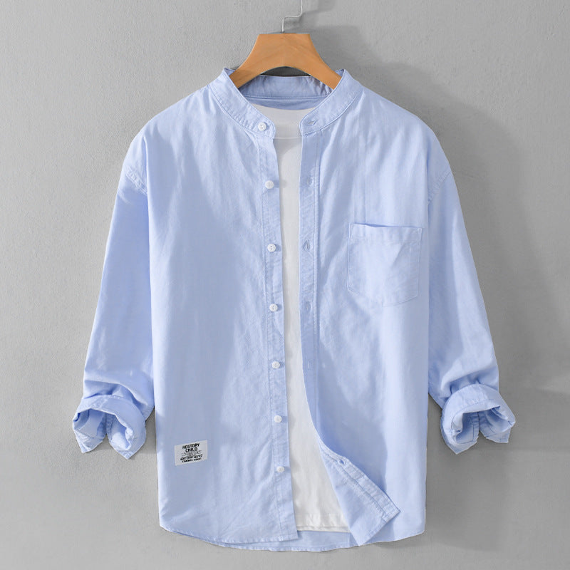 Herren Stehkragen-Overshirt aus Baumwollmix mit Brusttasche und entspannter Passform Echoarchiv