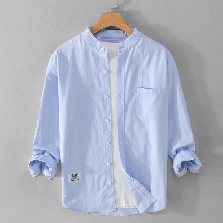 Herren Stehkragen-Overshirt aus Baumwollmix mit Brusttasche und entspannter Passform Echoarchiv