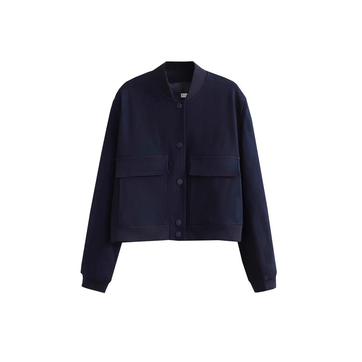 Damen Kurzblouson im Utility‑Stil mit Klappentaschen und Rippbündchen – Célinea