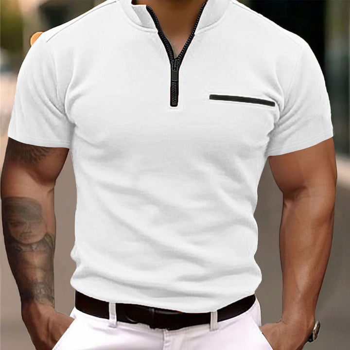 Herren Kurzarm Zip-T-Shirt mit praktischer Brusttasche – Marzano