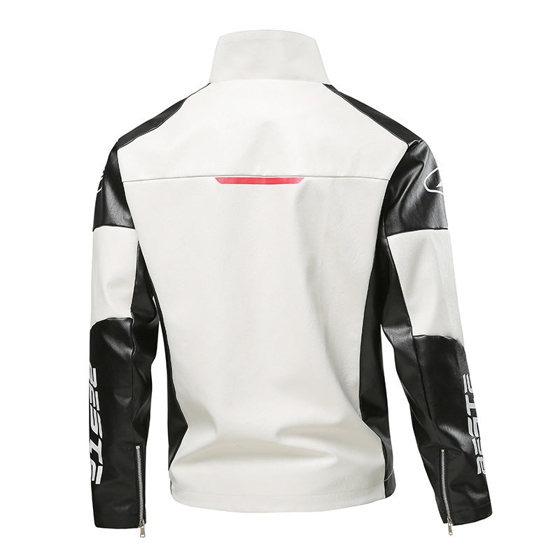 Herren Modische Kunstlederjacke mit Kontrastärmel Echo Archiv