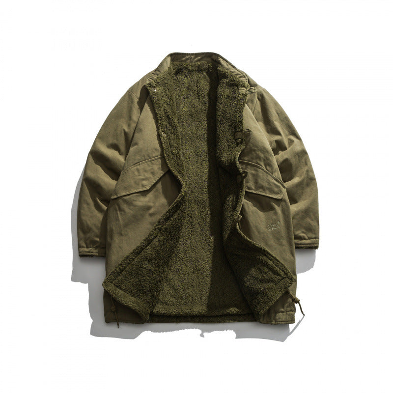 Herren Isolierende Parkajacke im Oversize‑Cut mit Sherpa‑Futter und Tunnelzugsaum Echo Archiv