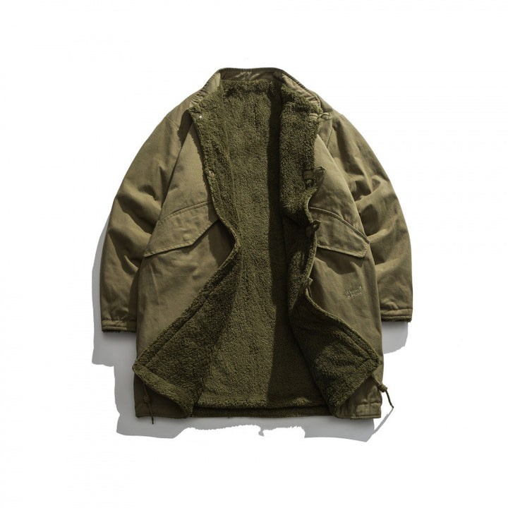 Herren Isolierende Parkajacke im Oversize‑Cut mit Sherpa‑Futter und Tunnelzugsaum Echo Archiv