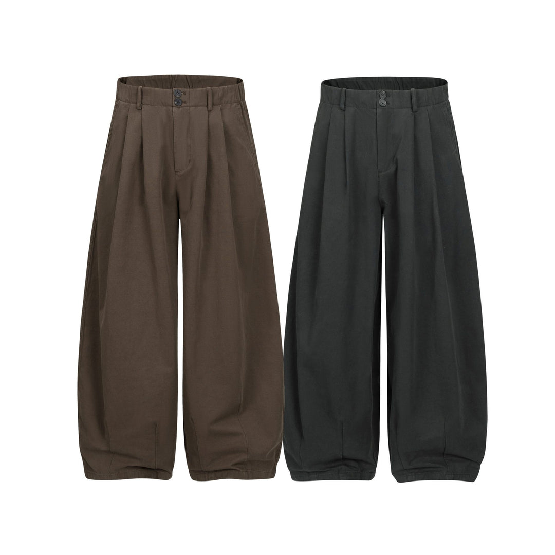 Damen Weite Culotte-Hose mit hoher Taille, Bundfalten und elastischem Knöchelabschluss Echoarchiv