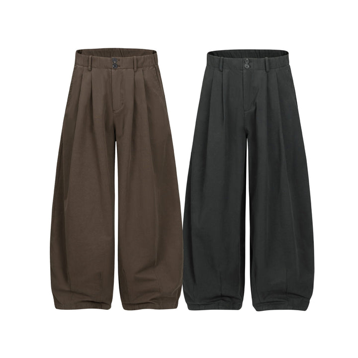 Damen Weite Culotte-Hose mit hoher Taille, Bundfalten und elastischem Knöchelabschluss Echoarchiv