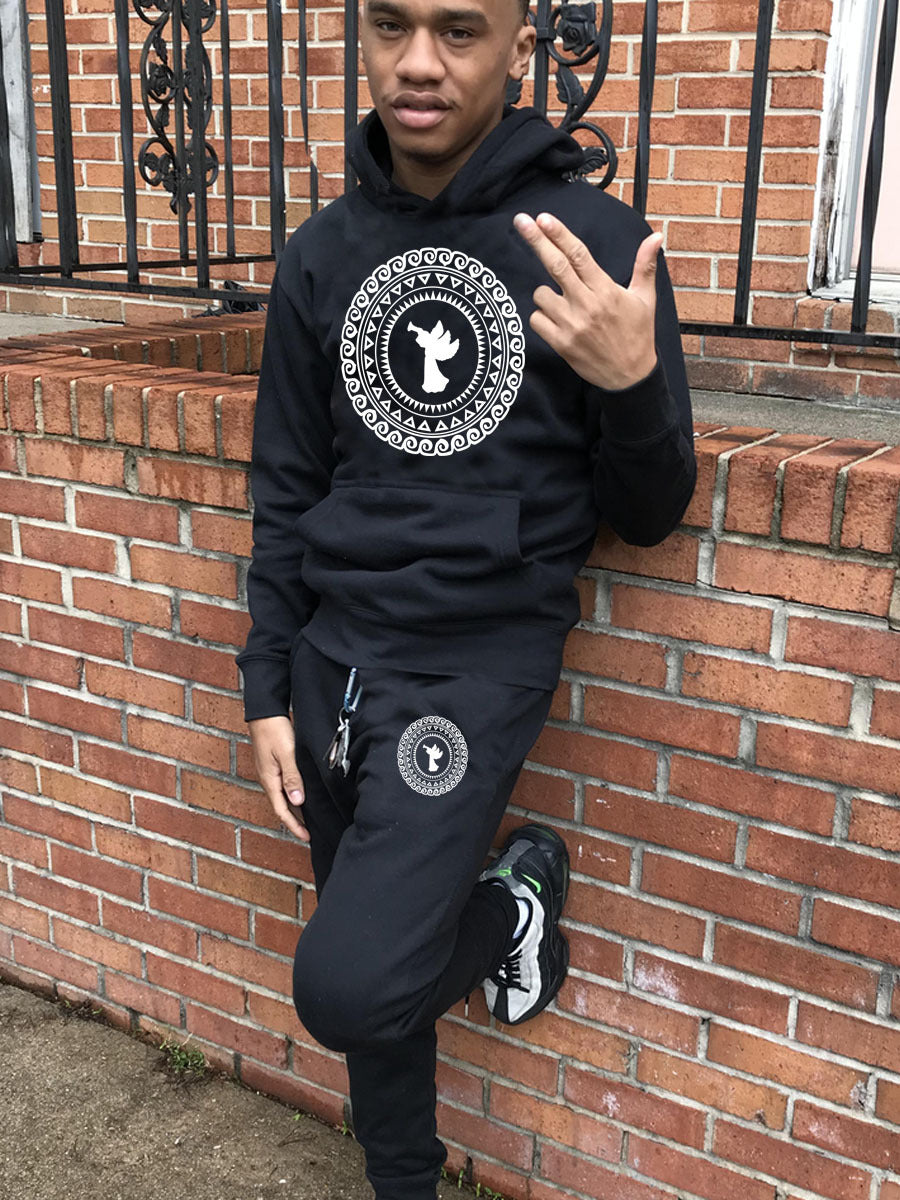 Herren sportliches Hoodie- und Jogginghose-Set mit kreativem Design Echoarchiv