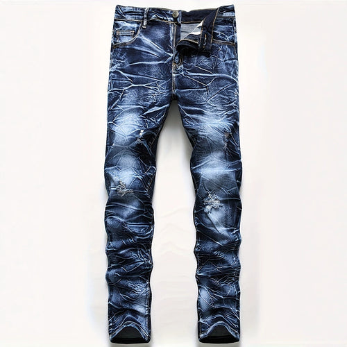 Herren Modische Slim-Fit Jeans im Used-Look Echoarchiv
