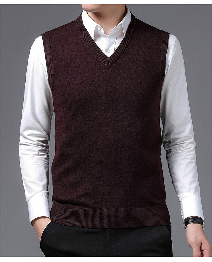 Herren V-Pullover aus feiner Baumwollmischung mit eleganter Struktur Echoarchiv