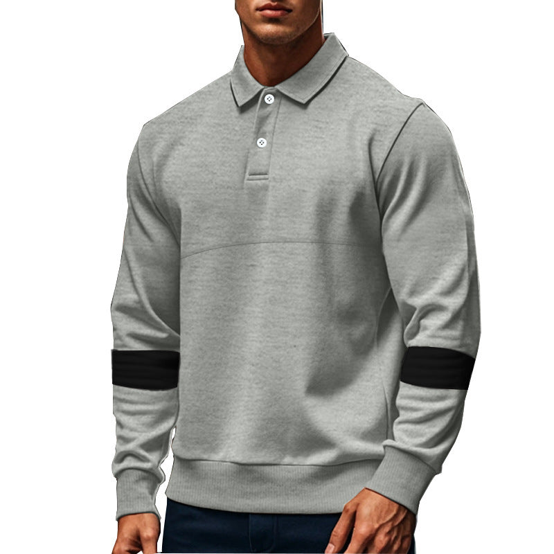 Herren Polo-T-Shirt mit langen Ärmeln und kontrastierenden Ärmelapplikationen Echoarchiv