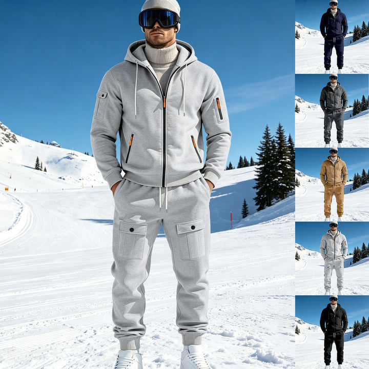 Herren Komfort-Fleece Hoodie mit Reißverschluss, Kapuze und Utility-Ärmeltasche – Cavarno
