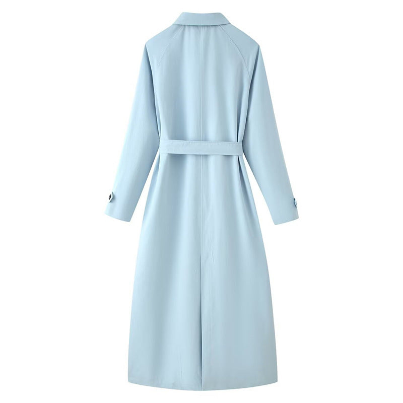 Damen langer taillierter Trenchcoat mit Bindegürtel und Hemdkragen Echo Archiv