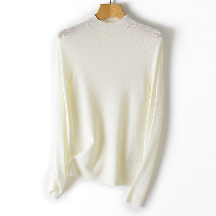 Damen Feiner Stretch-Feinstrickpullover mit halbem Stehkragen und schlanker Silhouette Echoarchiv