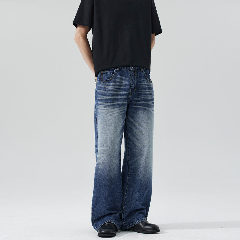 Herren Extraweite Stonewashed-Denim-Jeans mit starkem Fade-Effekt Echo Archiv