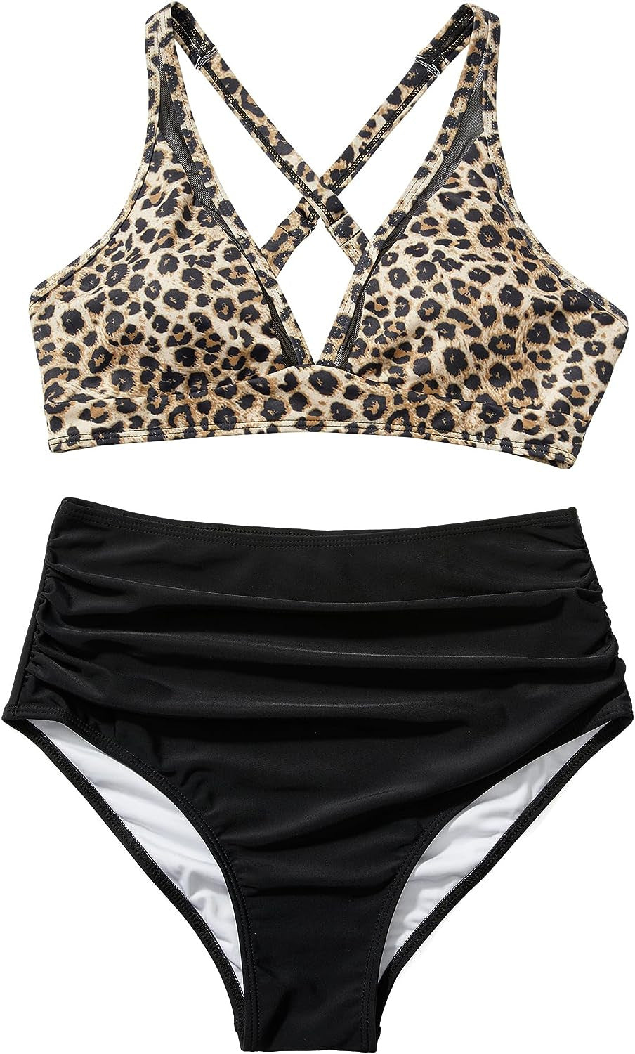 Damen Sportliches Bikini-Set mit verschränkten Trägern und hohem Schnitt Echo Archiv
