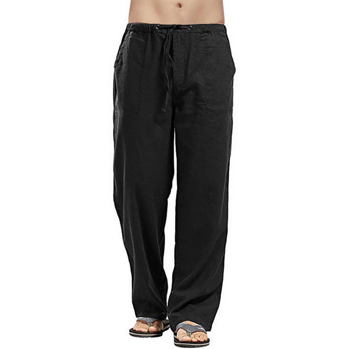 Herren nan lockere Leinenhose mit Tunnelzugbund und geradem Bein Echo Archiv