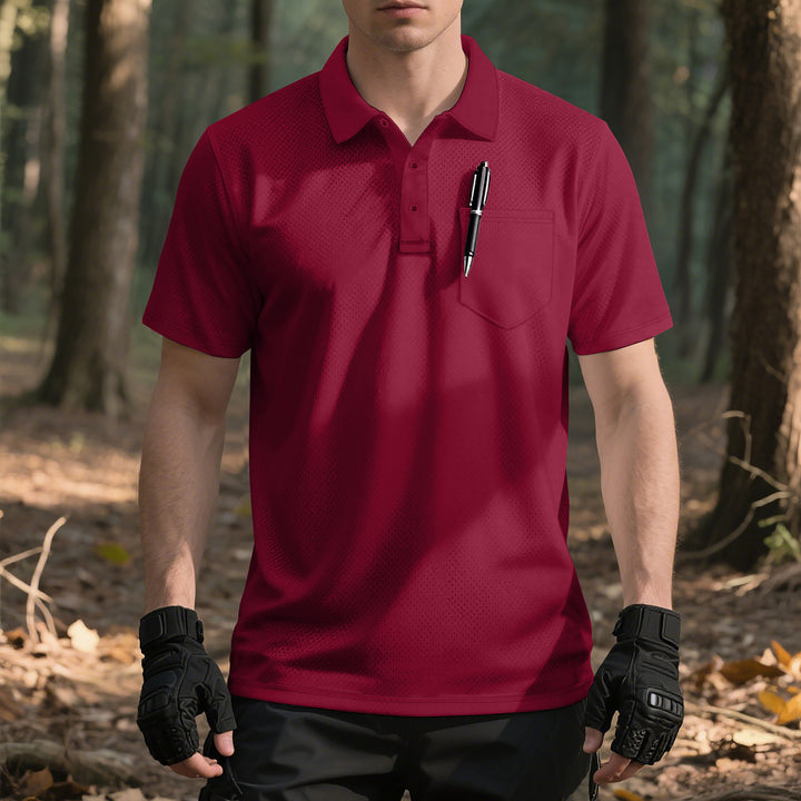 Herren nan funktionelles Kurzarm-Poloshirt mit Brusttasche, eingearbeiteter Stiftlasche und mikroperforierter Belüftung Echo Archiv