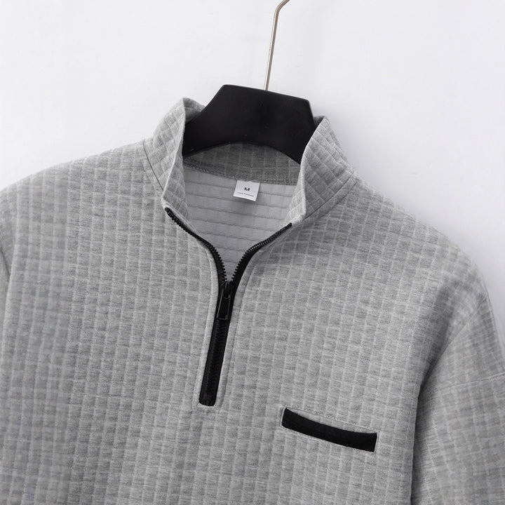 Herren modisches Kurzarm-Poloshirt mit Reißverschluss und strukturiertem Design Echoarchiv