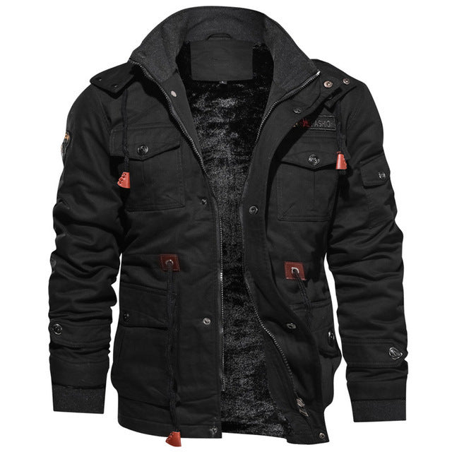 Herren urbaner Thermo-Canvasparka mit durchgehendem Plüschfutter und Utility‑Taschen Echo Archiv