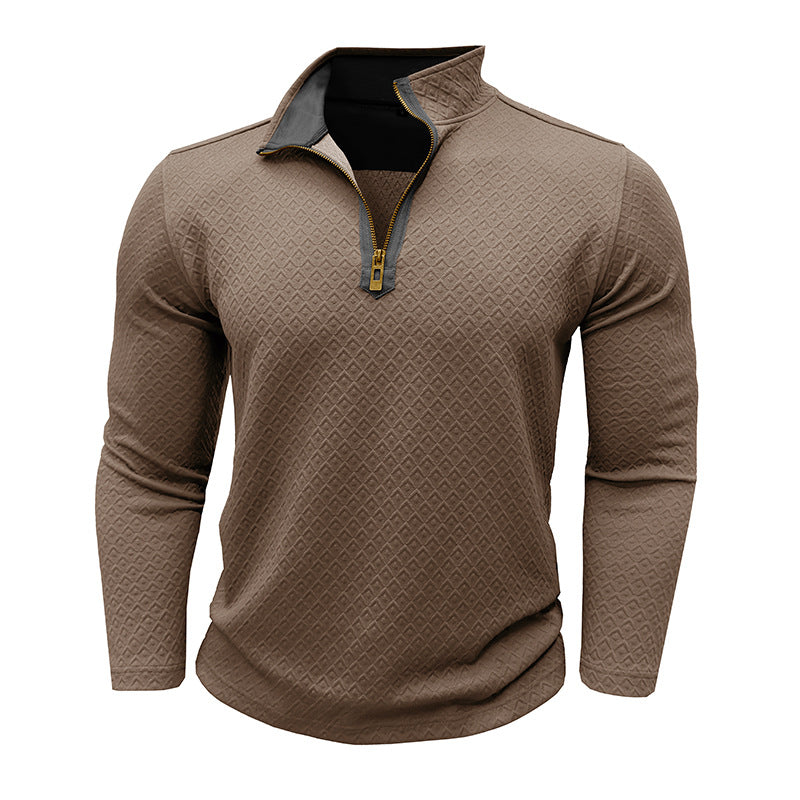 Herren Hochwertiger Langarm-Pullover mit Stehkragen Echoarchiv