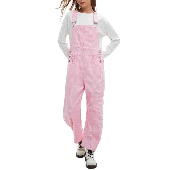 Damen nan weite Latzhose mit verstellbaren Trägern, großer Latztasche und seitlichen Druckknöpfen Echo Archiv