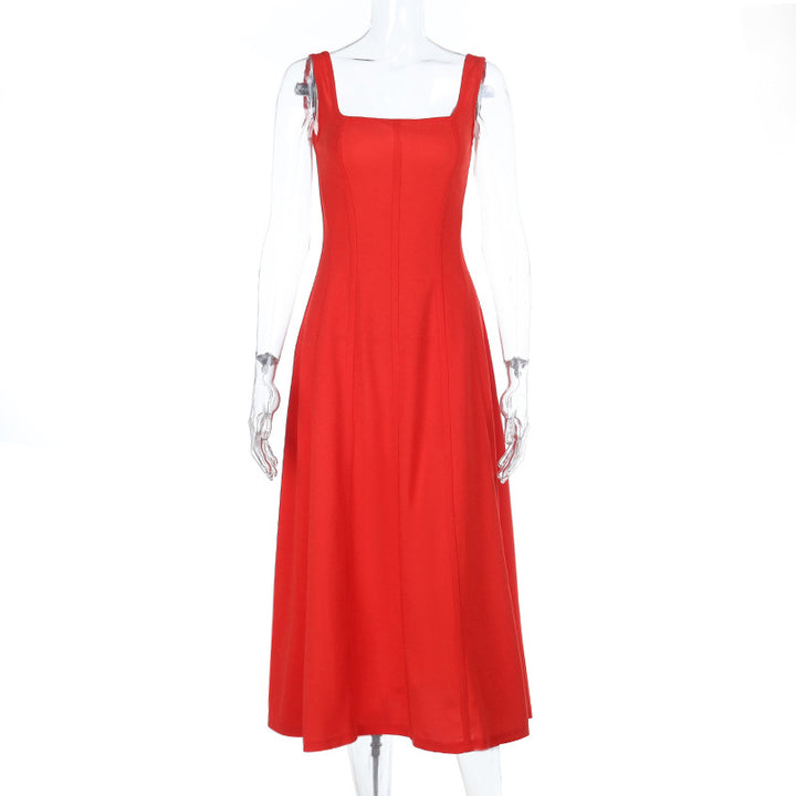 Damen A-Linien Kleid mit quadratischem Ausschnitt und schmalen Trägern Echo Archiv
