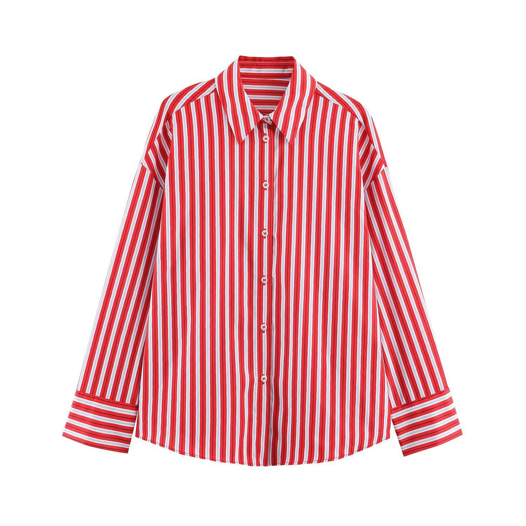 Damen Oversize-Streifenbluse mit Hemdkragen und Manschetten Echo Archiv