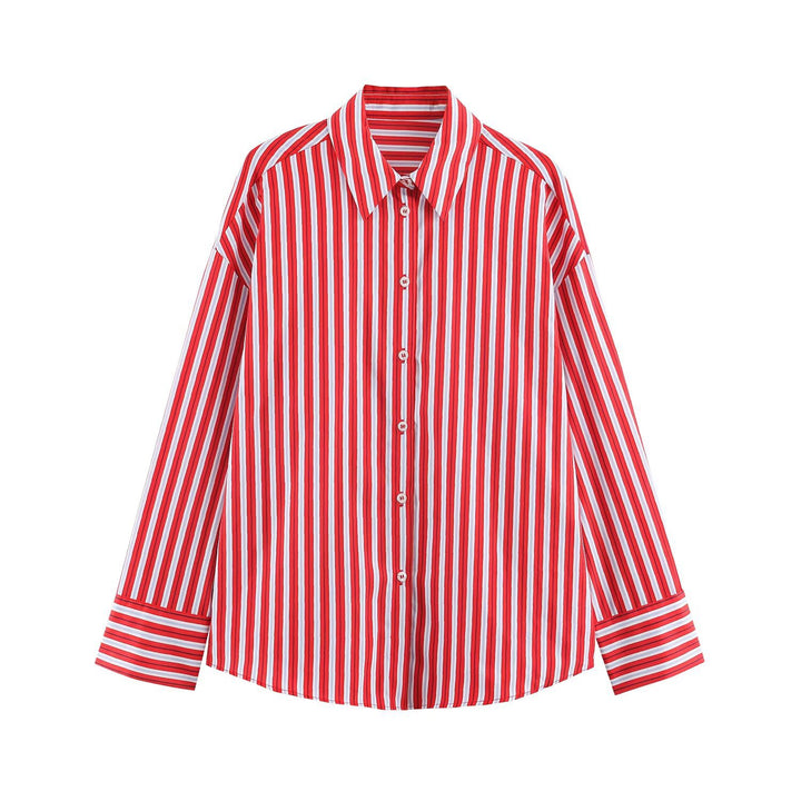 Damen Oversize-Streifenbluse mit Hemdkragen und Manschetten Echo Archiv