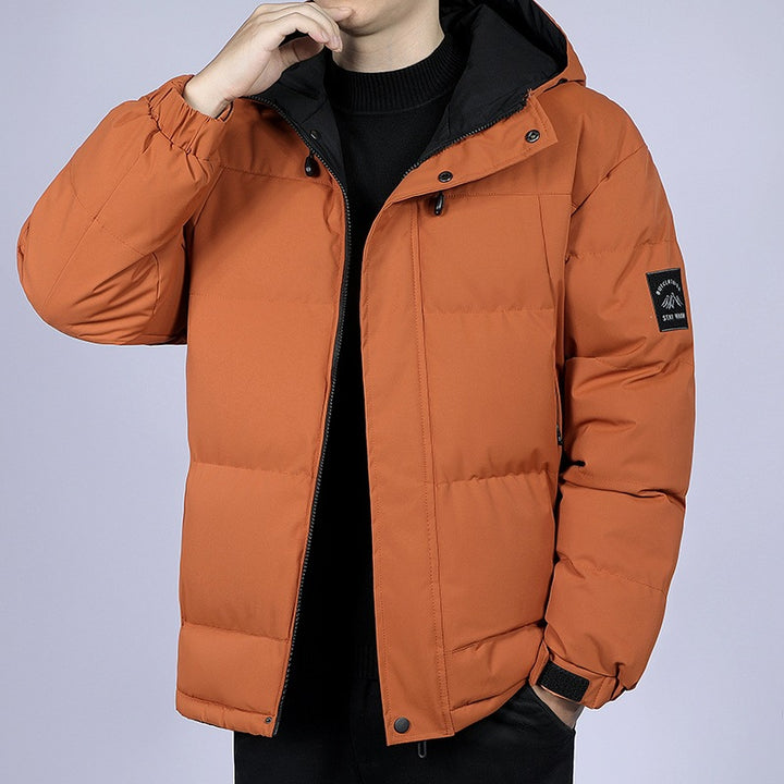 Herren Kurz geschnittene gesteppte Winterjacke mit Kapuze, winddichter Membran & verstellbaren Manschetten Echoarchiv