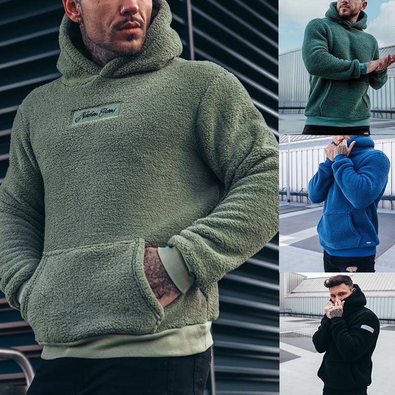 Herren Fleece Hoodie mit Kängurutasche und hohem Kragen Echoarchiv