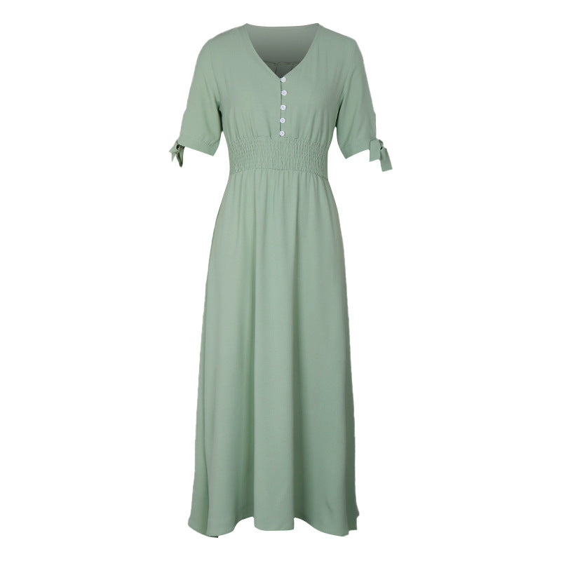 Damen Elegantes Maxikleid mit V-Ausschnitt und Rüschendetails Echo Archiv