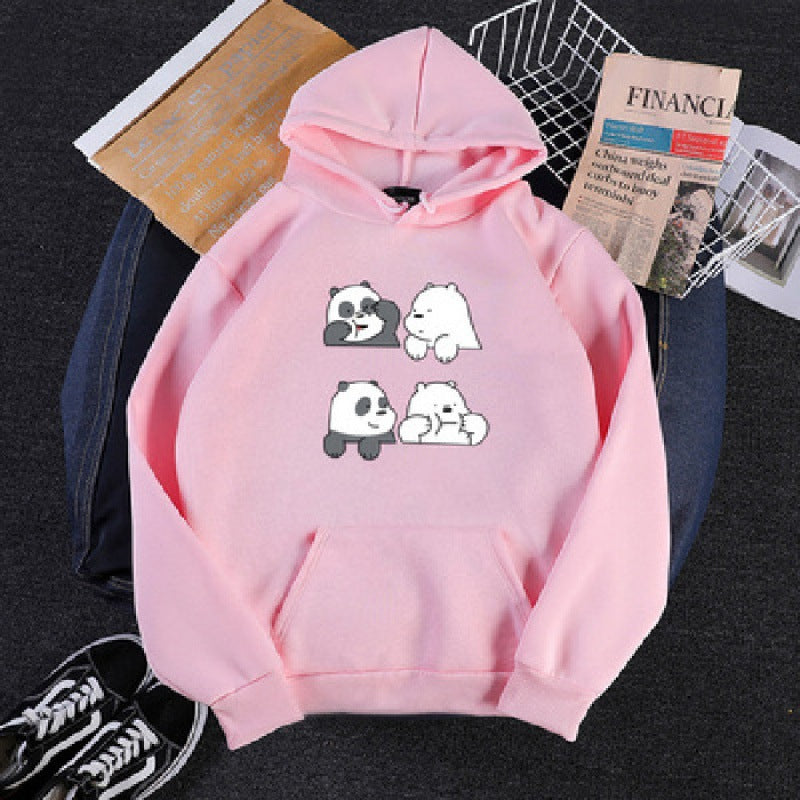 Unisex Kapuzenpullover mit niedlichem Comic-Tierprint, Kängurutasche und weichem Fleece-Innenfutter – Auréline