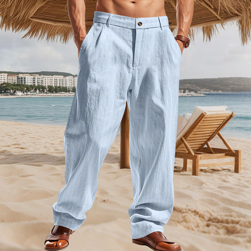 Herren lässige Freizeithose mit gestreiftem Design und weitem Schnitt Echoarchiv