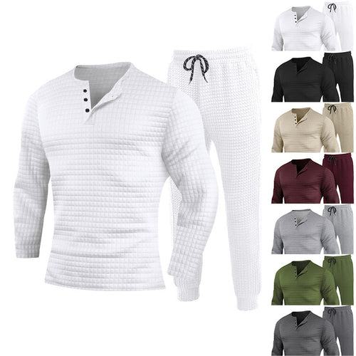 Herren Dreiteiliges Set mit strukturiertem Langarmshirt und Jogginghose Echoarchiv